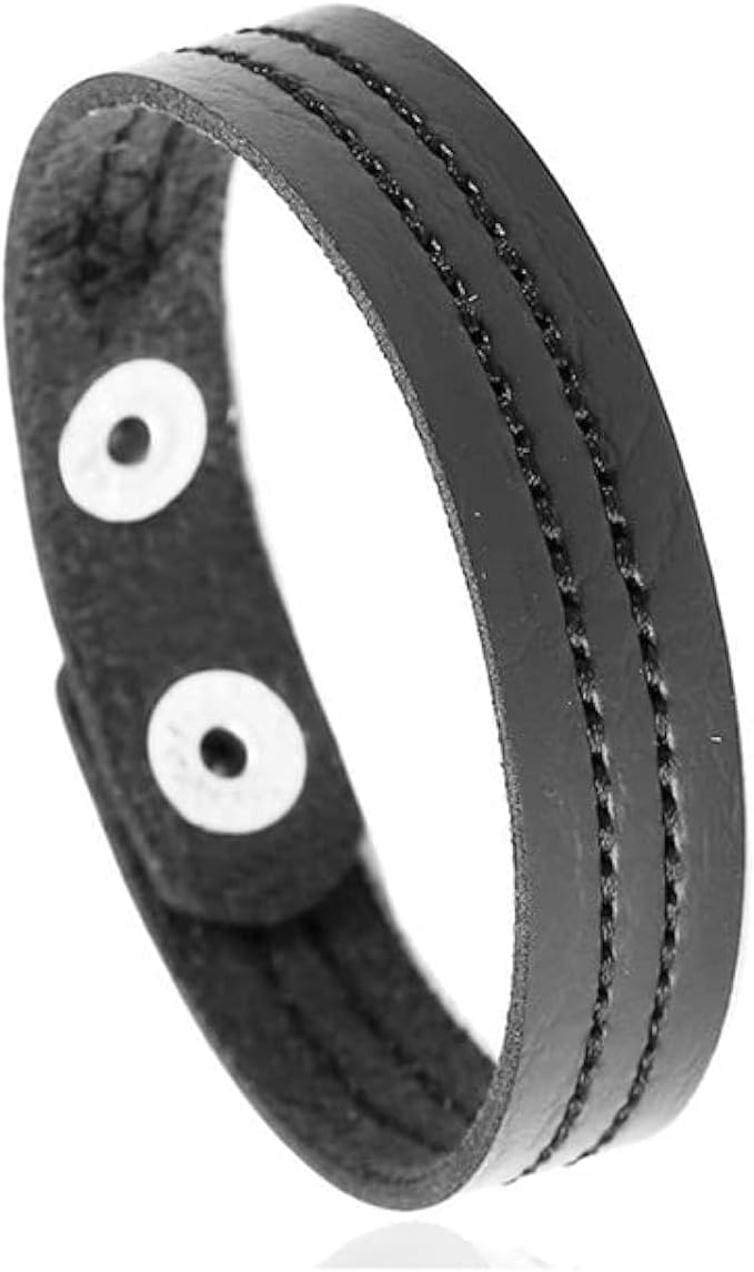 Fusamk Fashion Simple Sewing Thread Pattern Leather Cuff Bracelet - Image 1